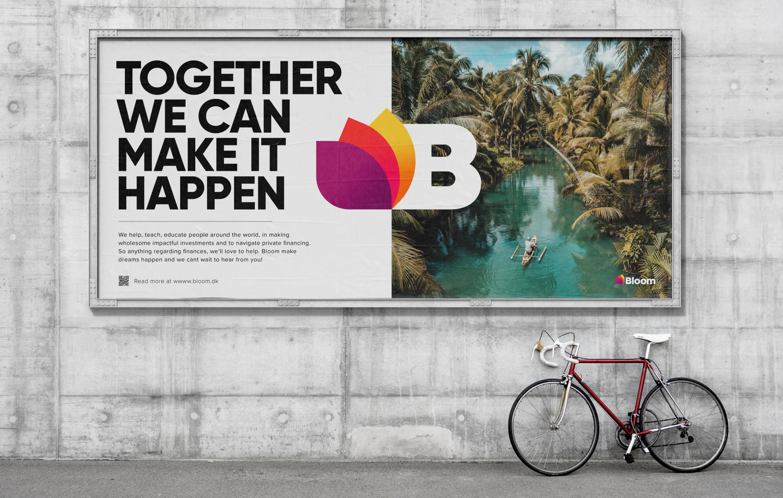 A billboard with Bloom branding